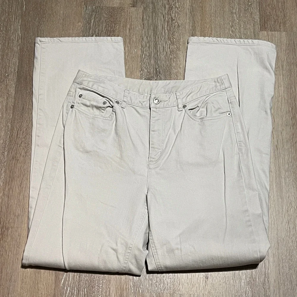 Talbots Stretch Womens Straight Leg Beige 5 Pocket Jeans Pants Size 8 Casual EUC